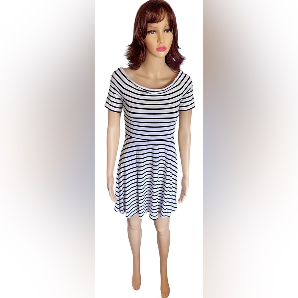 Black and White Fit and Flare Mini Dress